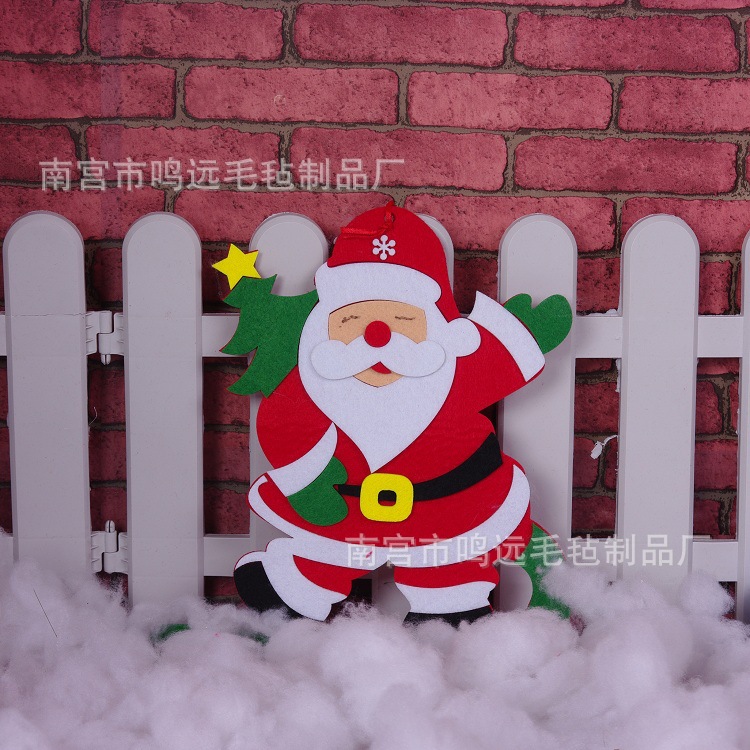 定做多层拼色毛毡圣诞挂件 毛毡圣诞冰条橱窗雪花冰柱 圣诞老人
