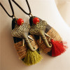 Retro ethnic wooden accessories, necklace with tassels, sweater, ethnic style, new collection, cotton and linen, elephant