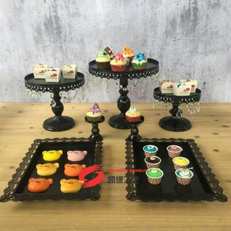 De estilo europeo de hierro negro mesa de comedor taza de la torta soporte pan pastelería bandeja de postre fiesta de la boda traje de pastelería