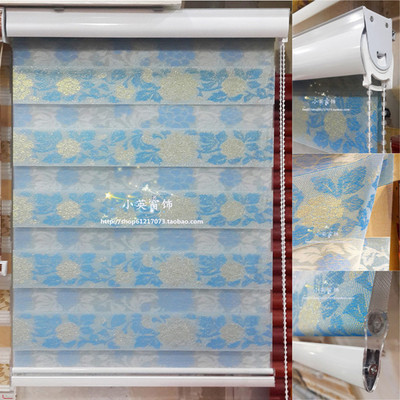 柔紗簾金銀絲雙層提花拉珠加厚遮光簾客廳卷簾廚房調光透氣窗紗簾