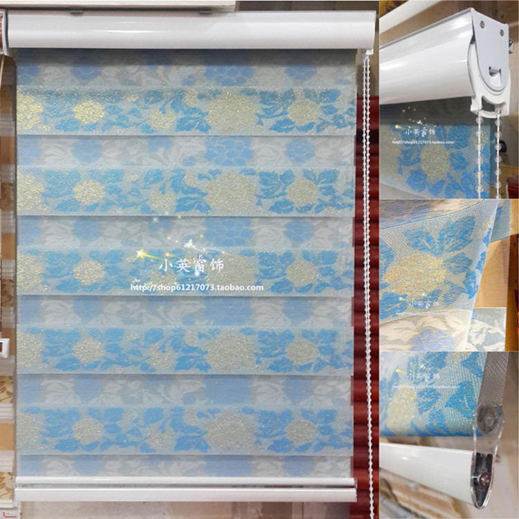 柔紗簾金銀絲雙層提花拉珠加厚遮光簾客廳卷簾廚房調光透氣窗紗簾