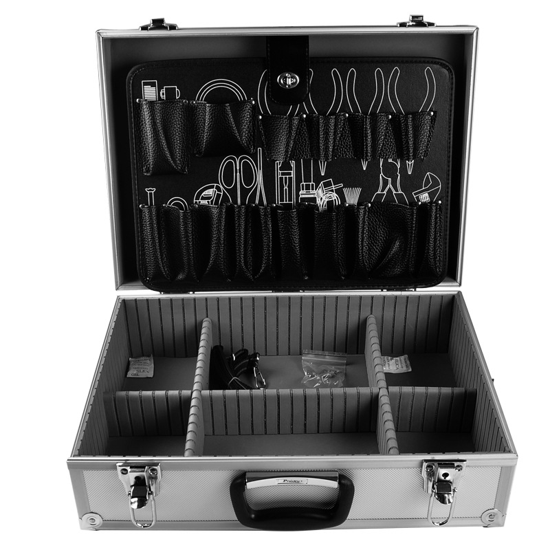 宝工9PK-730N高档铝制工具箱 大号手提肩背维修工具箱家用收纳箱