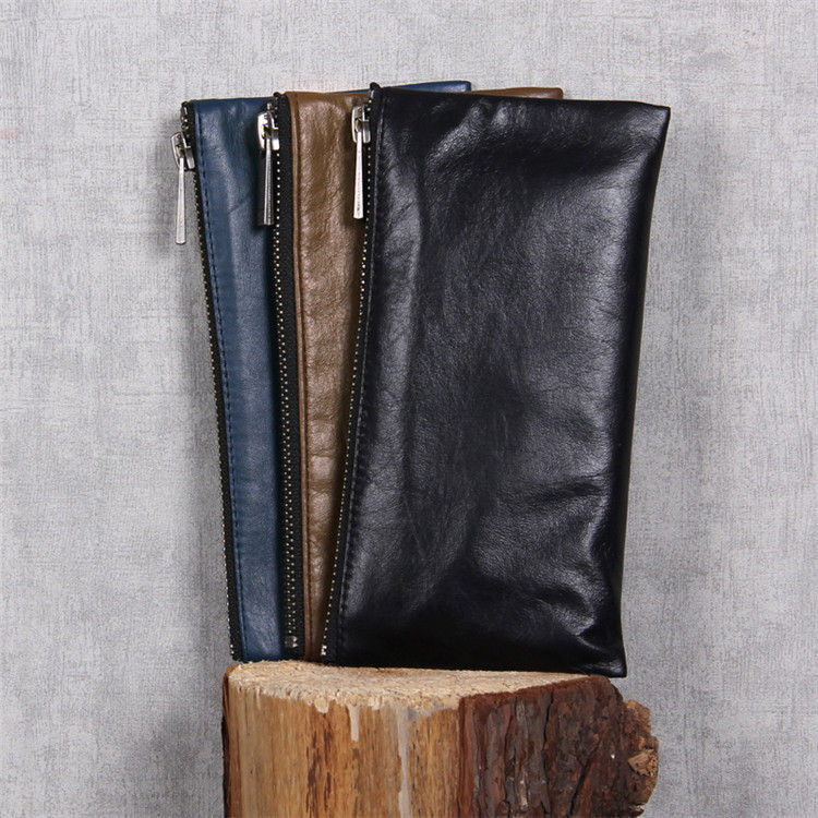 Wallet men's long ultra-thin Japanese and Korean-style leather soft leather zipper mobile phone Bag Men's handbag men's genuine leather youth fashion custom-made