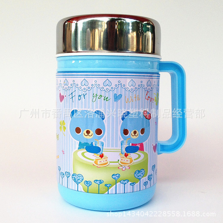 Taza de vacío de cerámica de doble capa de dibujos animados para niños cálidos 450mL Taza DE SALUD magnetizada a prueba de fugas Orden de comercio exterior directo de fábrica