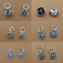 925纯银 泰银diy配件批发 小兰花挂件 手链吊坠 配珠女生挚爱