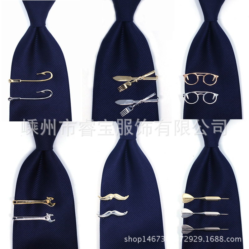 批发男士高档领夹欧美流行款正装商务韩版个性造型眼镜胡子领带夹