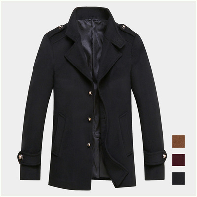 冬季加厚款男式呢大衣青年男士商务休闲加长外套夹棉男装毛呢风衣|ru