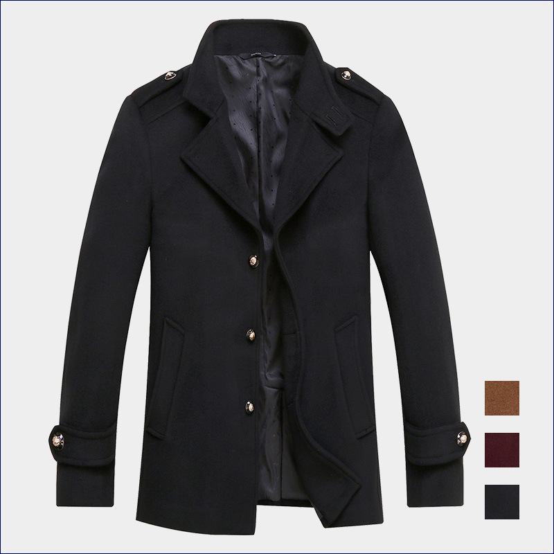 冬季加厚款男式呢大衣青年男士商务休闲加长外套夹棉男装毛呢风衣|ru