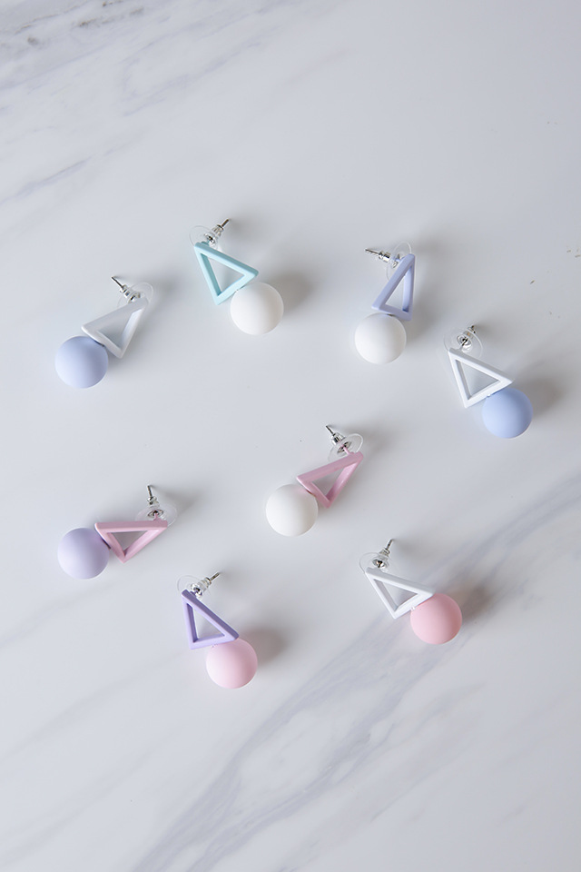 Hollow Triangle Round Asymmetric Ice Cream Color Temperament Simple Earrings Female display picture 2