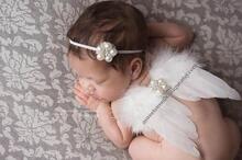 欧美手工镶钻松紧头带配天使羽毛翅膀婴儿照相道具 宝宝时尚服饰