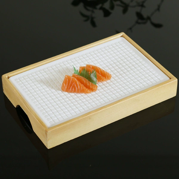 Low-temperature resistant rectangular sushi ice plate for sashimi, seafood serving dish, Japanese/Korean style cuisine container