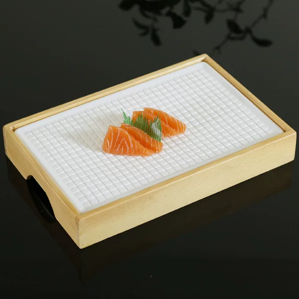 Low-temperature resistant rectangular sushi ice plate for sashimi, seafood serving dish, Japanese/Korean style cuisine container