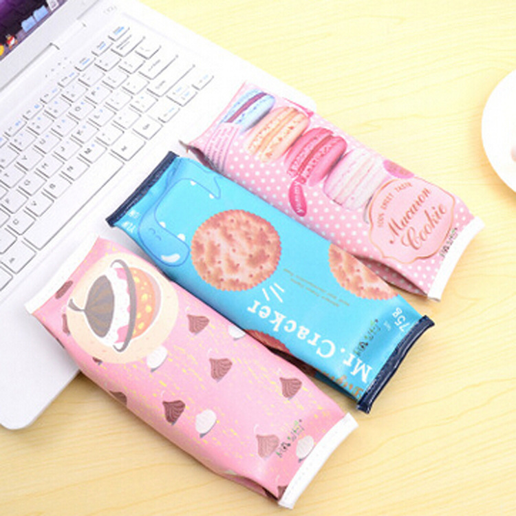 趣味仿真筆袋pu防水大容量餅幹筆袋學生文具盒