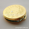 Guangdong manufacturer promotion high -end golden pattern round folding glass makeup mirror Japanese and Korean exquisite metal mirror