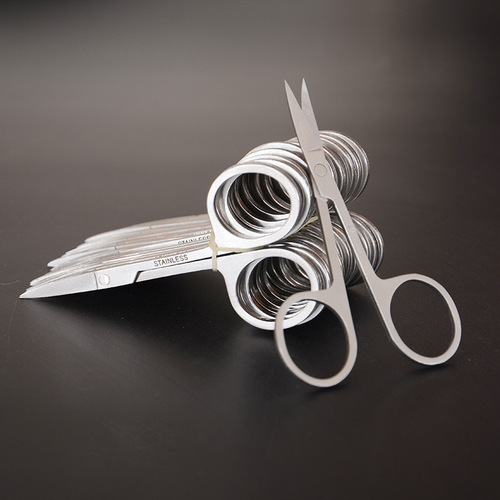 Stainless steel small eyebrow scissors, beauty eyebrow trimming, small curved scissors, double eyelid stickers, small scissors, A scissors wholesale