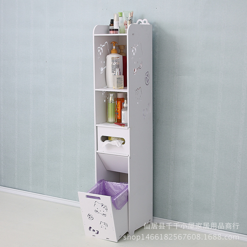 Cartoon Bathroom Side Cabinet Bathroom Locker Narrow Cabinet Toilet Rack Corner Side Cabinet Tissue Cabinet Floor-standing Waterproof
