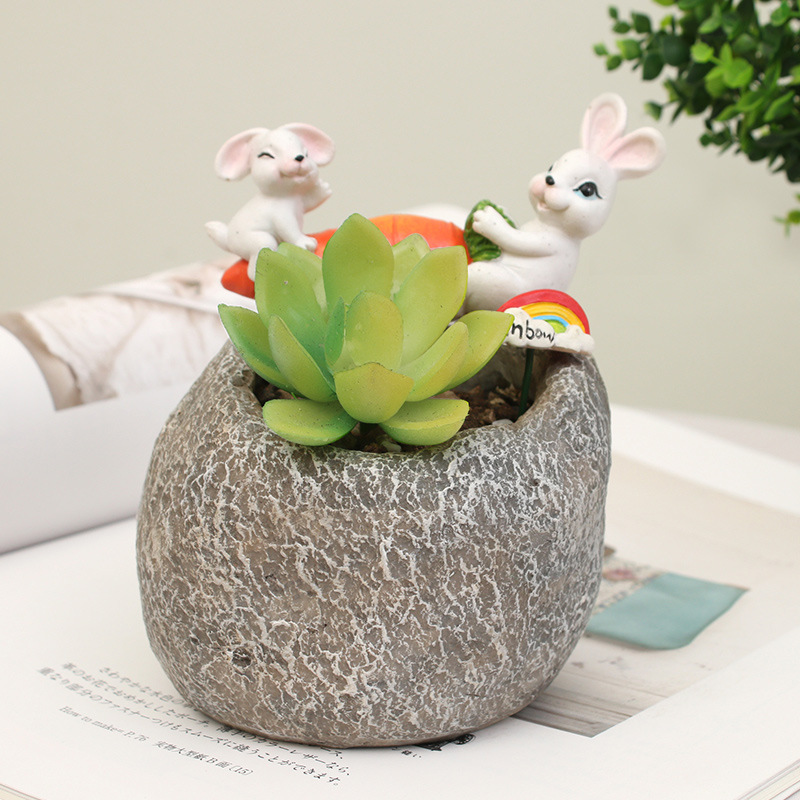 Chậu Cây Resin Bộ que cắm hoa thời tiết hoạt hình Zakka, phụ kiện tiểu cảnh và chậu cây mọng nước (RG-185)
