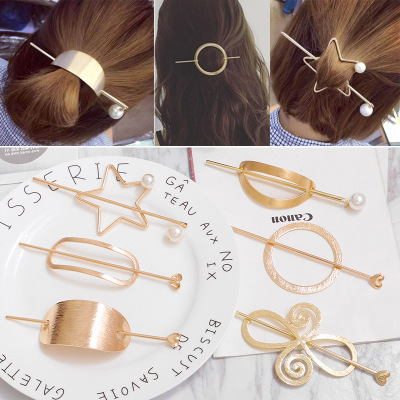 Hair clip hairpin for women girls hair accessories National hair ornaments metal love Star round hairpin hairpin comb