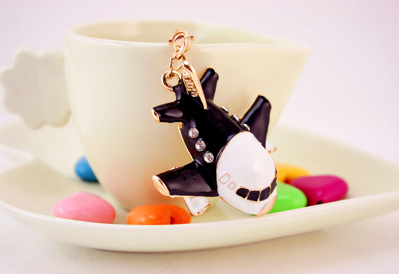 36g Weight Alloy, Metal Material Constellation Pattern Unisex Gender Coffee, Red, Blue, Black Color Korean Creative Cute Civil Aviation Small Aircraft Model Metal Keychain Wholesale 12
