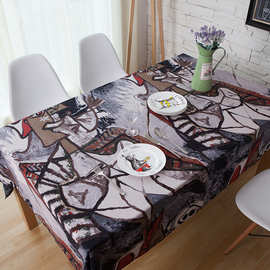麻棉布艺民族风餐厅桌布个性酒店咖啡厅客栈茶几台布方形书桌布