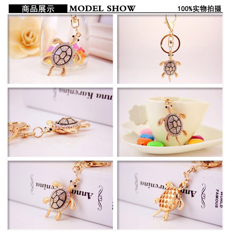 26g Weight Alloy, Metal Material Constellation Pattern Men'S Gender Wholesale Diamond Small Turtle Animal Metal Pendant Car Key Chain 无