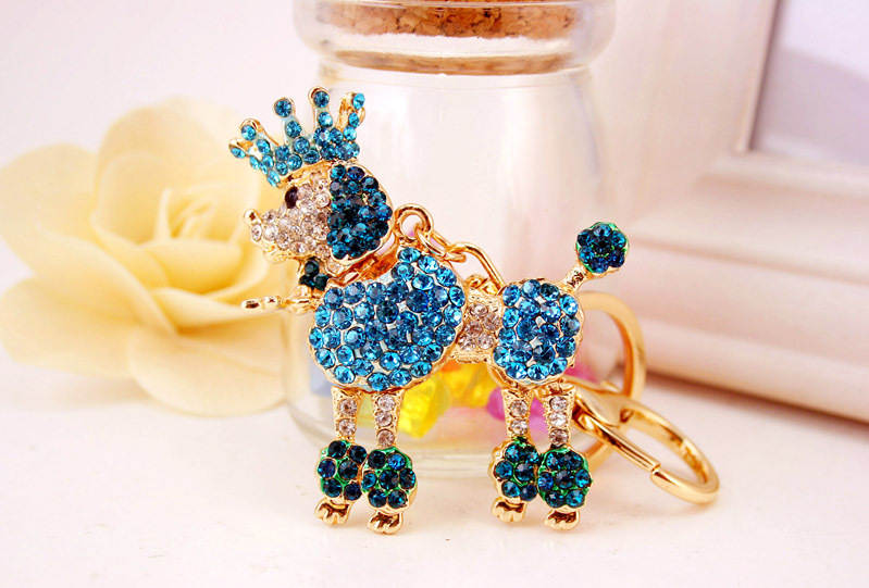50g Weight Alloy, Metal Material Animal Pattern Unisex Gender Pink, Red, Blue, Gold Color Cute Crown Poodle Dog Key Chain 12