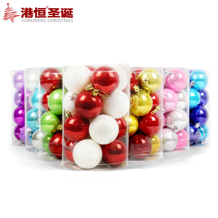 4cm8cm BOLA DE Navidad 16 barril rojo y blanco perla Bola de decoración de Navidad paquete brillante bola de plástico de galvanoplastia