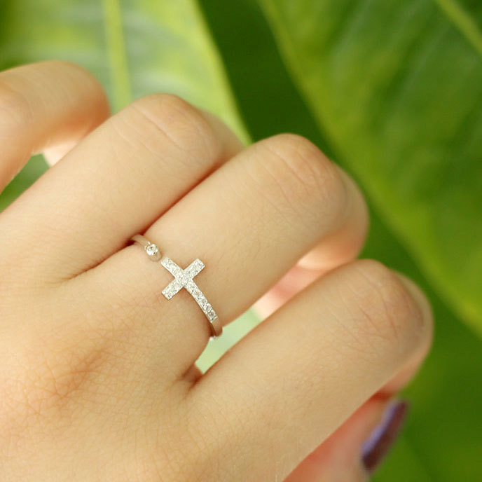 s925 Sterling Silver open ring cross diamond ring South Korea sterling silver jewelry wholesale s925 Sterling Silver open ring cross diamond ring South Korea sterling silver jewelry wholesale