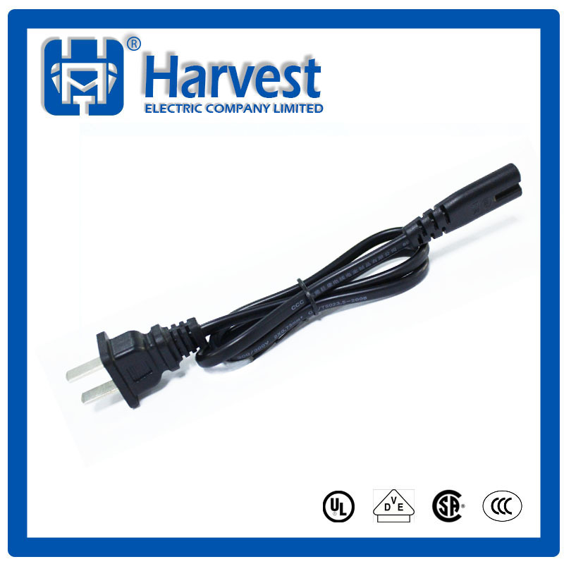 harvest国标两插带八字尾CCC中国认证60227IEC52电线两芯插头