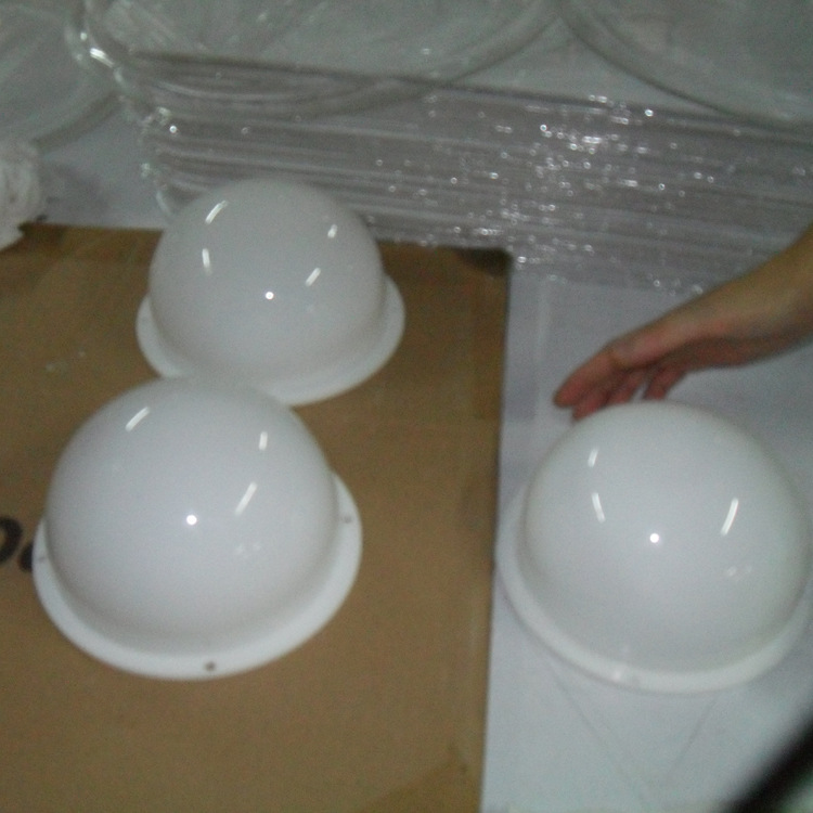 乳白透光亚克力半球形灯罩吹塑工艺制作有机玻璃压克力半圆球