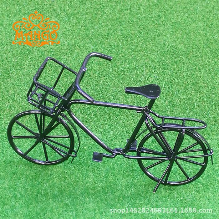 Educativos para padres e hijos juguetes de bricolaje 1:12 casa de muñecas mini muebles accesorios metal negro bicicleta