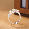 Ethnic adjustable ring, simple and elegant design, flowered, ethnic style
