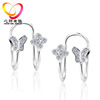 Ear clips, copper earrings, four-leaf clover, no pierced ears, Korean style
