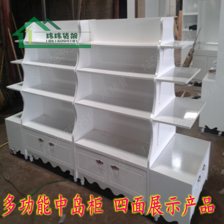 欧式饰品展示柜鞋包矮柜中岛柜流水台烤漆货架化妆品货架礼品货柜|ru