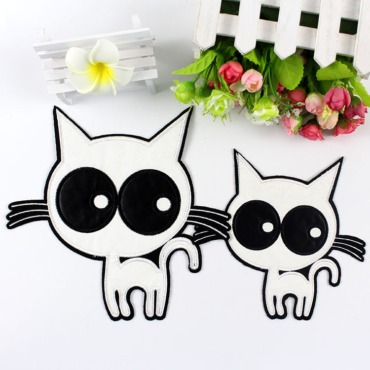 服装辅料亲子装贴皮猫咪布贴DIY装饰衣服补丁时尚配饰刺绣贴花