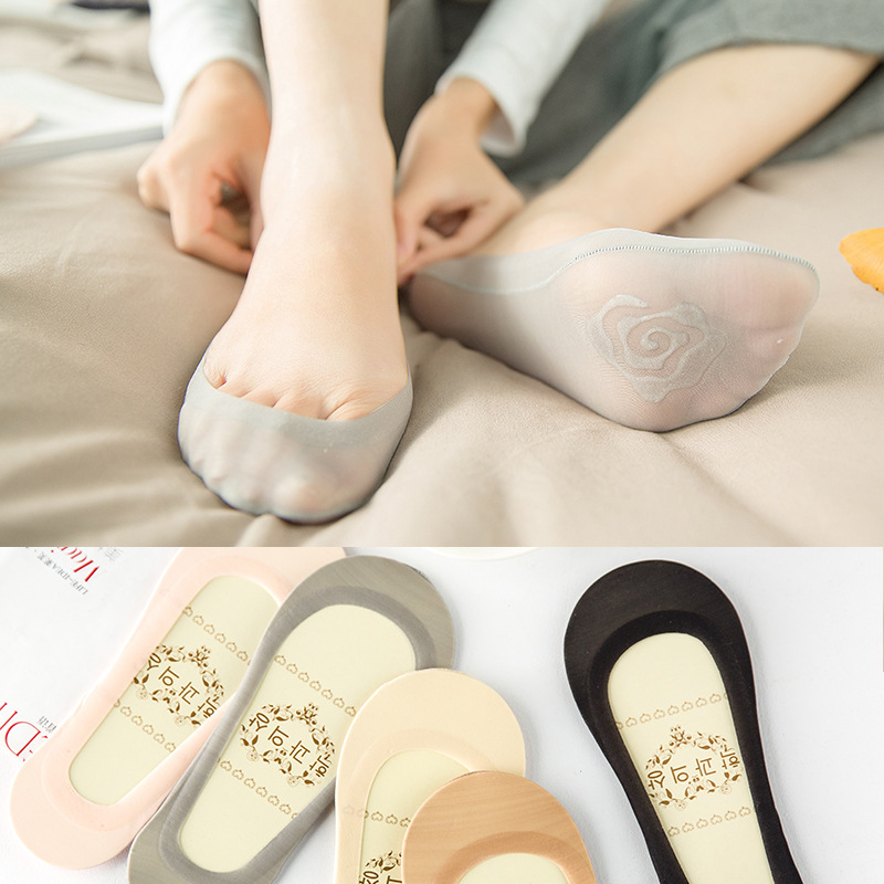 Japanese summer thin women's boat Socks one circle silicone ice stockings invisible socks for women