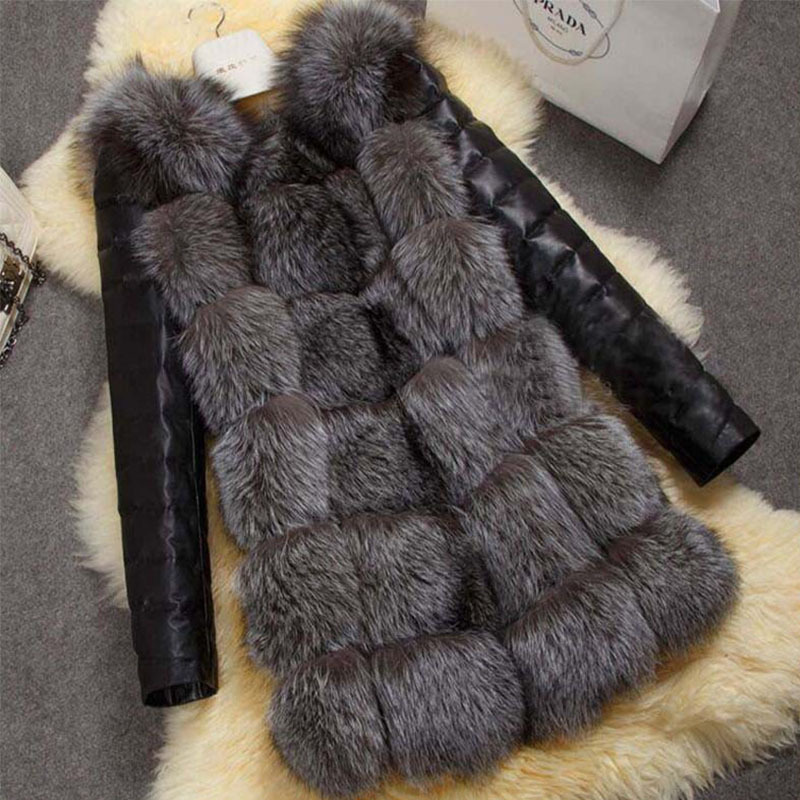 Manufactor Direct selling Foreign trade Explosive money 2016 High imitation Fox coat PU Mid length version Haining Fur Women