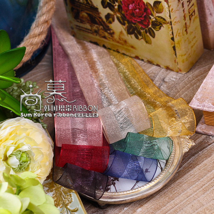 韩国织带梦幻毛须丝线雪纱发饰diy材料包装服装婚庆彩边磨砂丝带