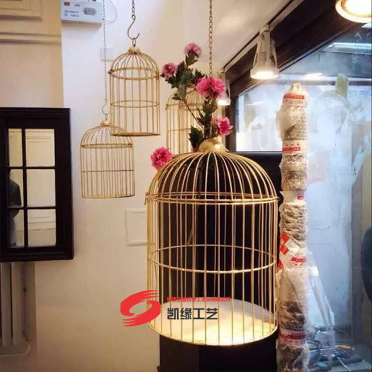 Jaula de Pájaro de Hierro de estilo europeo decoración de la ventana de la boda jaula de pájaros decoración de oro jaula de pájaros colgando jaula de pájaros accesorios de tiro