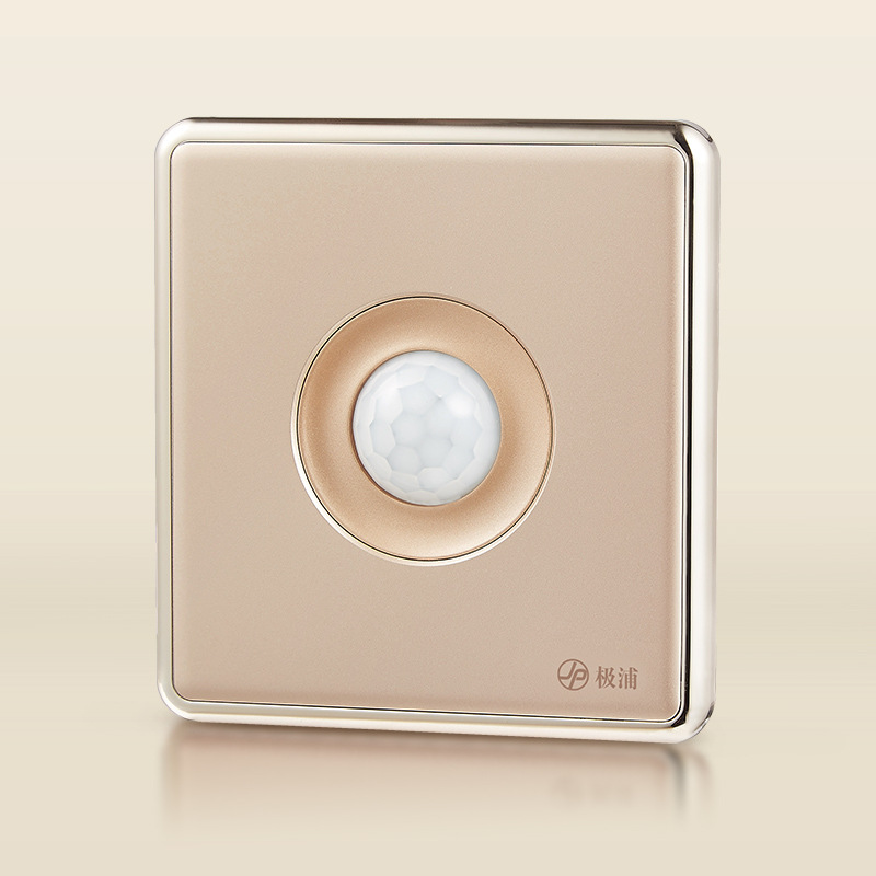 极浦金典节能LED红外线人体感应楼道墙壁开关面板插座二线/ 四线
