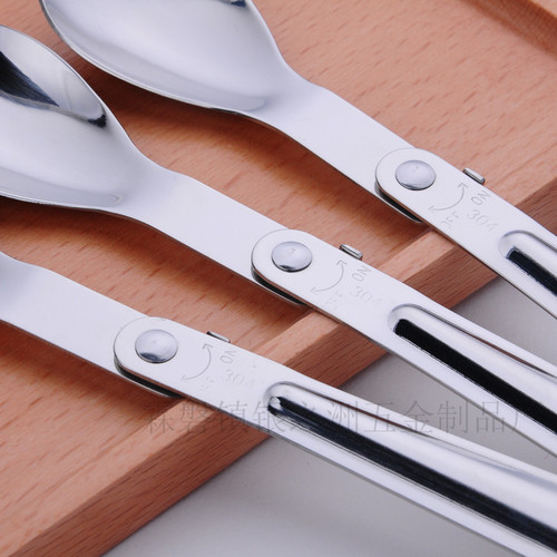 Creative 304 stainless steel foldable spoon utensil outdoor travel portable foldable spoon camping fork and spoon