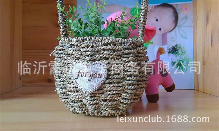 圓形草編花籃