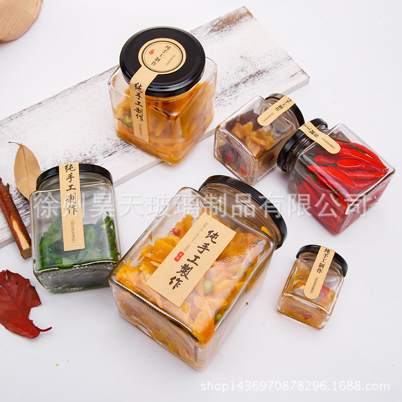 厂家供应方形蜂蜜瓶 50ml-730ml 腐乳瓶 果酱瓶 罐头瓶 燕窝瓶子