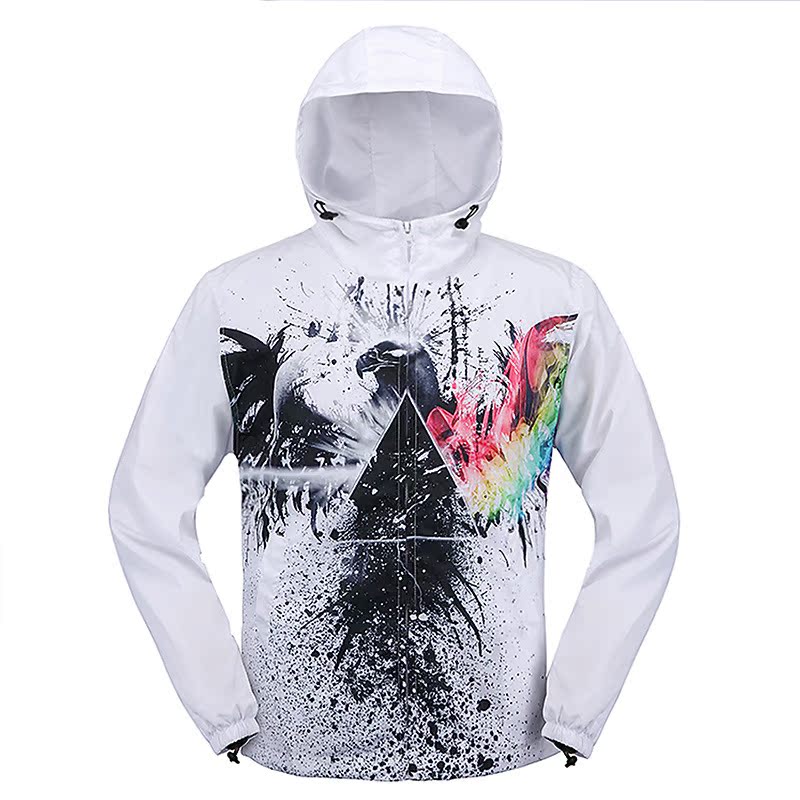 3D printing colour originality Graffiti ebay AliExpress Autumn and winter new pattern zipper man Hooded Windbreaker white coat