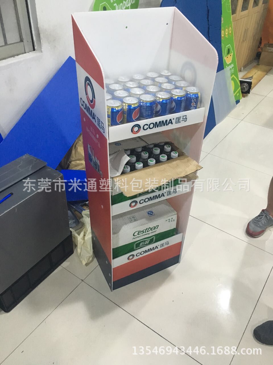 供应塑料PP中空板超市饮料水促销展示架防水防潮瓦楞板零食陈列架