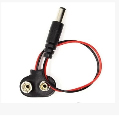 9v电池扣 带DC头 5.5*2.1MM T型皮电池扣带dc头 铜 现货