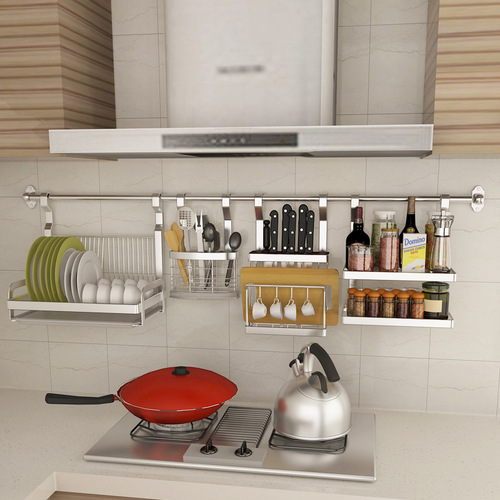 Kitchen hanging shelf, bowl rack, stainless steel knife holder, wall-mounted multi-purpose storage rack, seasoning shelf, utility rack