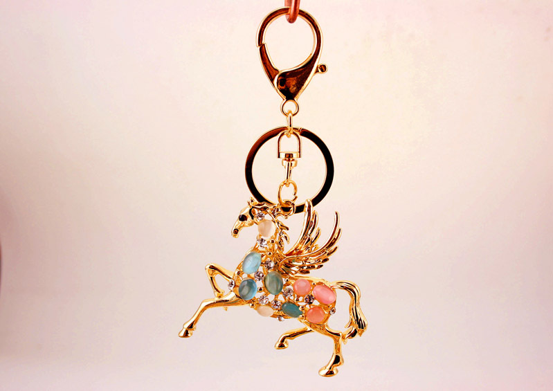 38g Weight Alloy, Metal Material Animal Pattern Unisex Gender Creative Korea Opal Zodiac Pegasus Keychain 3