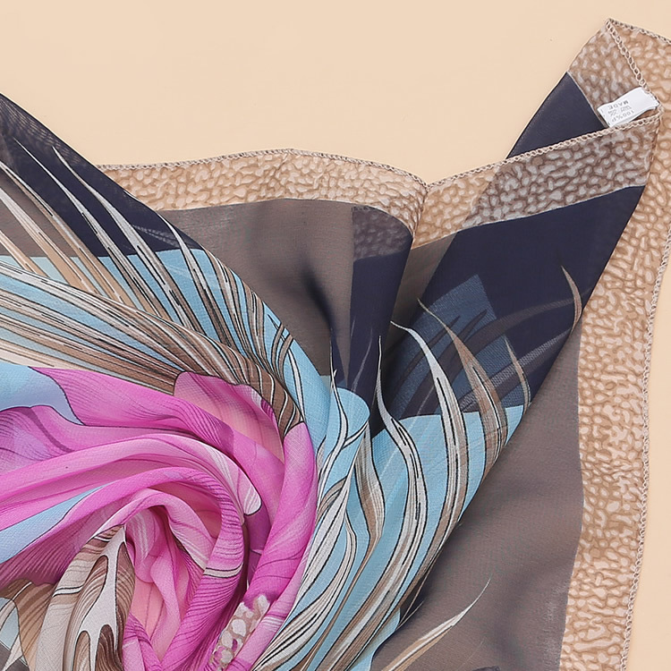 Lenço quadrado grande de chiffon e seda para mulher proteção_voghion.com