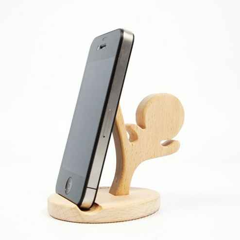 Fábrica directa de madera de escritorio soporte de teléfono móvil soporte de madera de beech regalo personalizado
